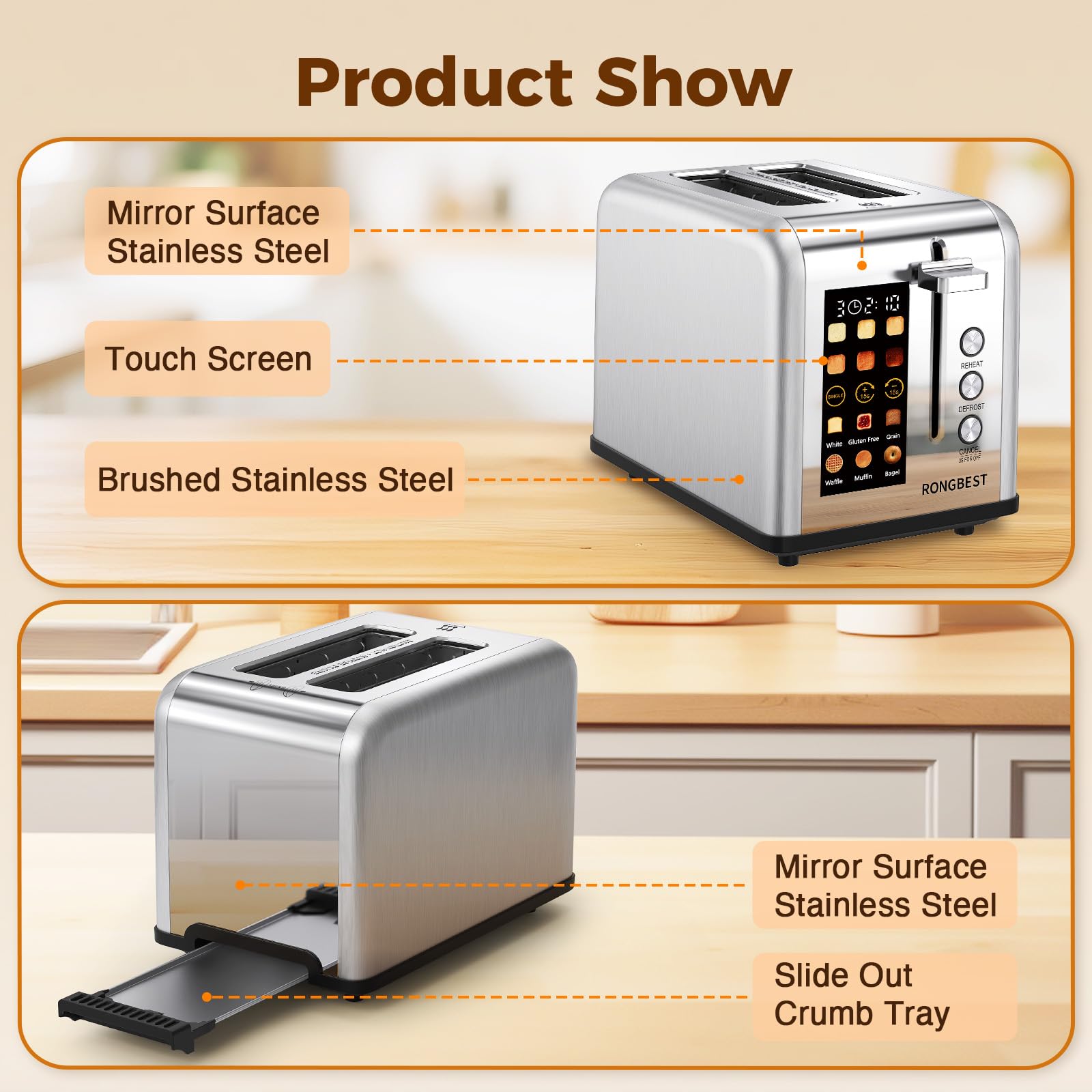 RONGBEST compact silver finish complements any kitchen setup