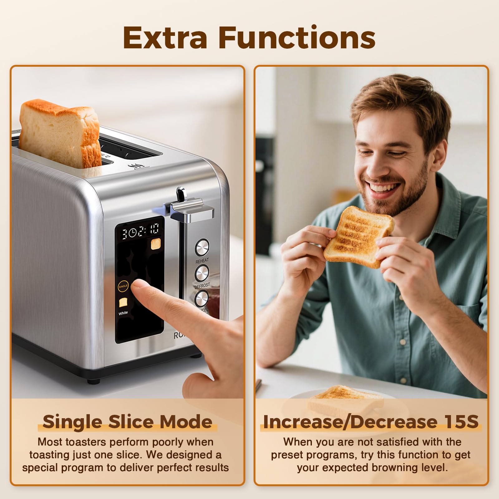 RONGBEST defrost and reheat functions simplify frozen bread preparation