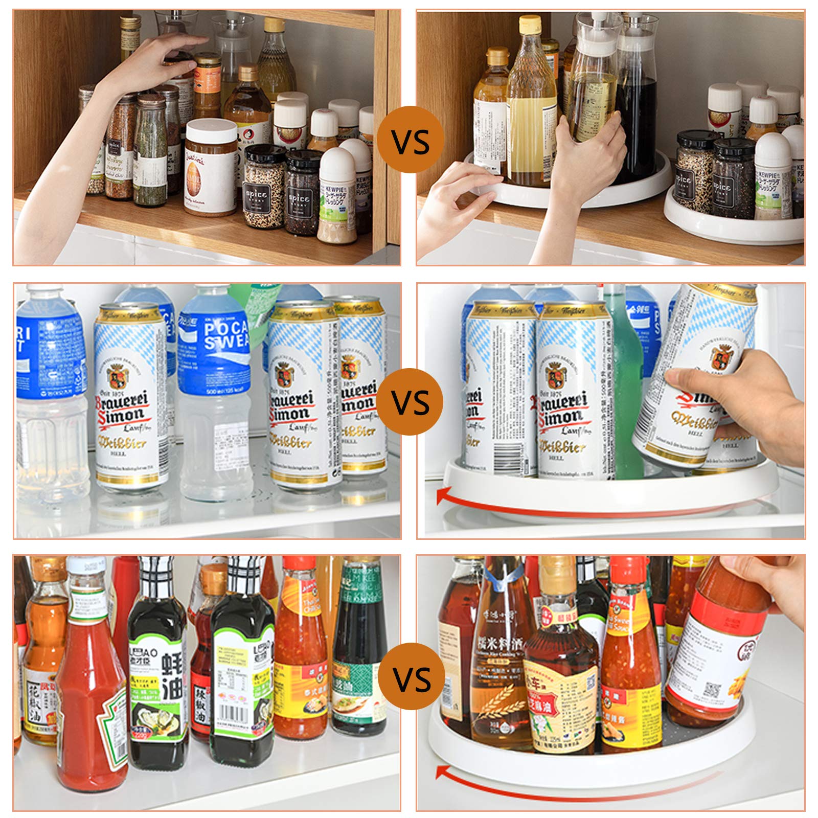 Roninkier BPA-free kitchen organizer set stores spices, cosmetics, and more.