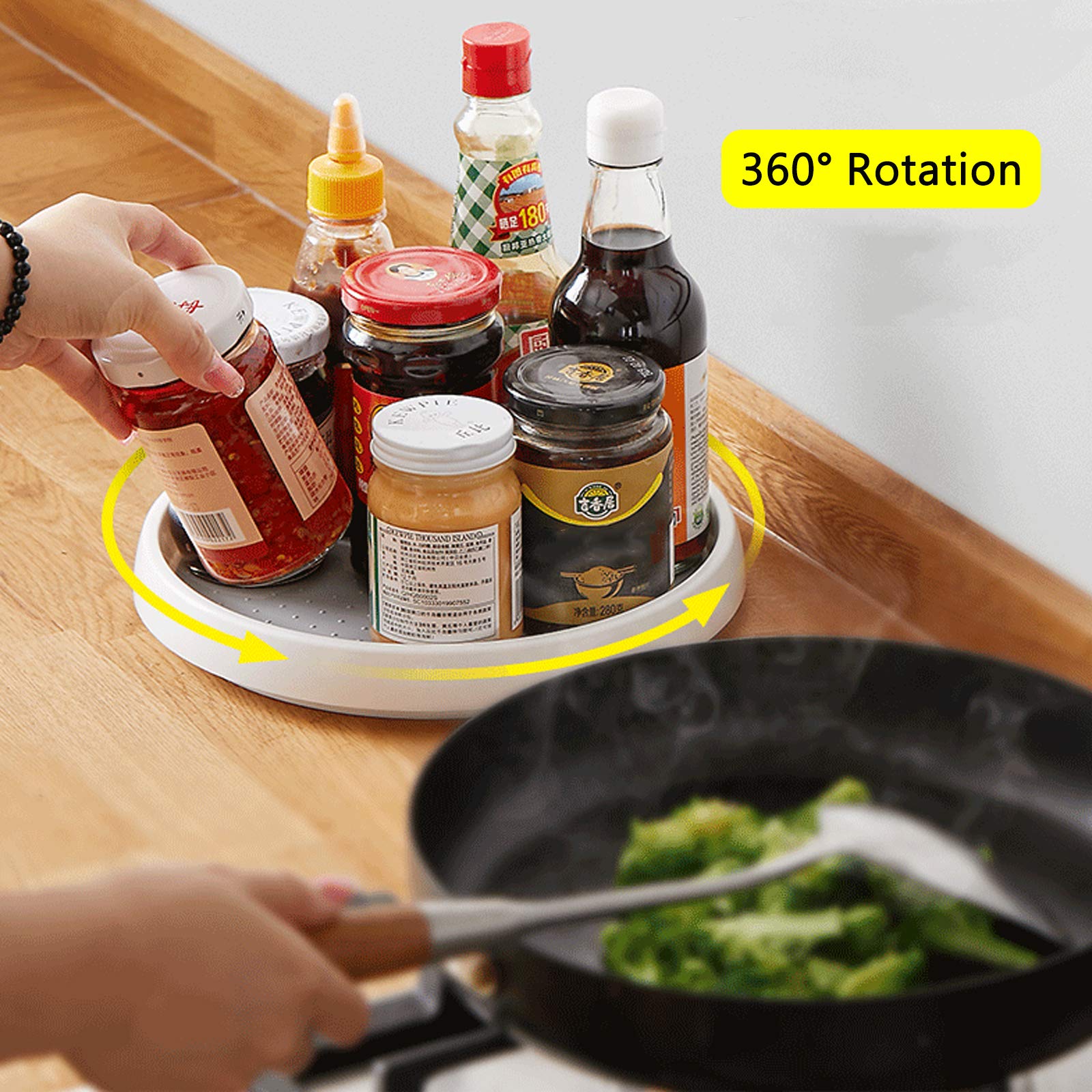 Roninkier raised-edge base prevents spills and keeps items in place.