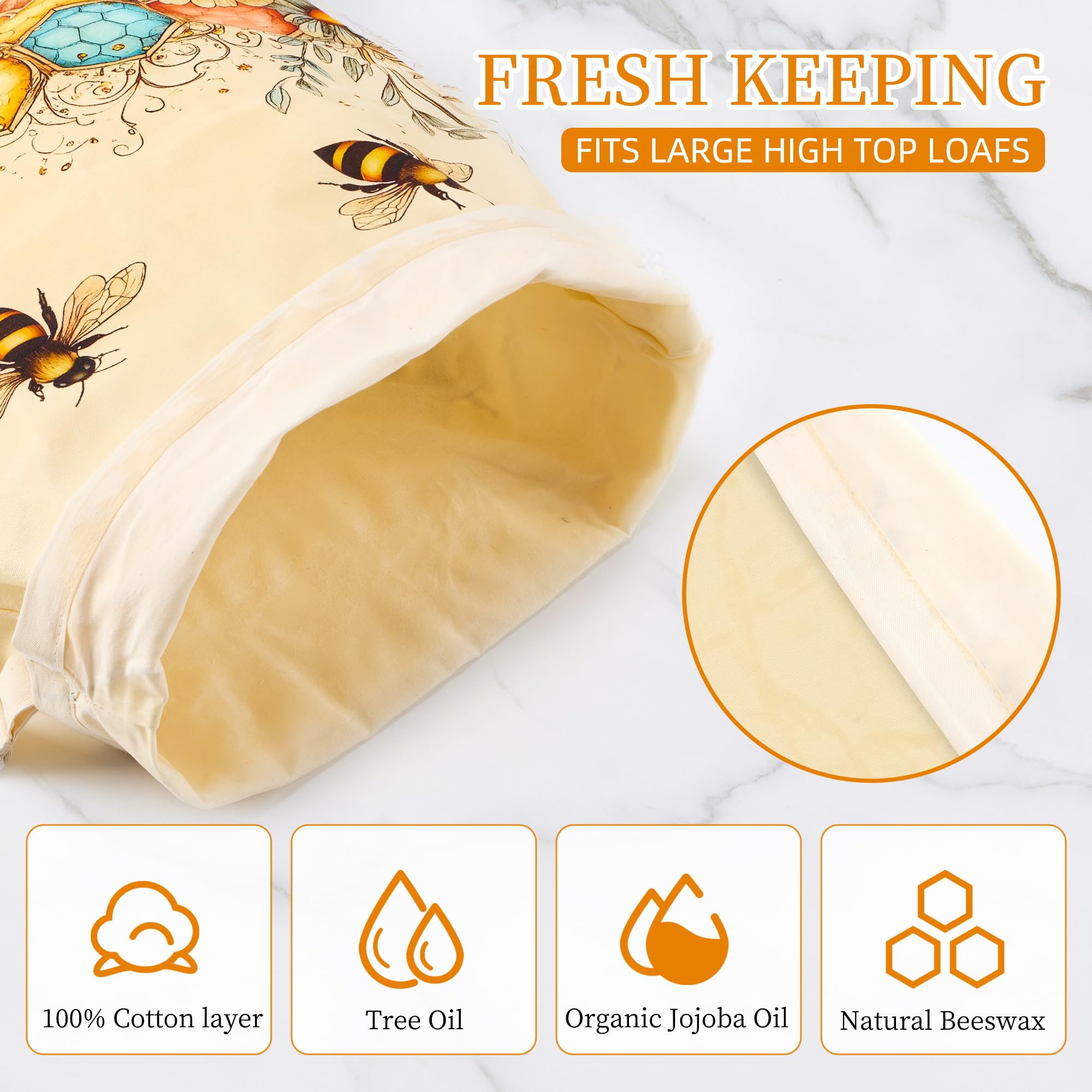 Ronxzas beeswax bread bag material close-up highlights natural cotton, beeswax, and resins for sustainable storage