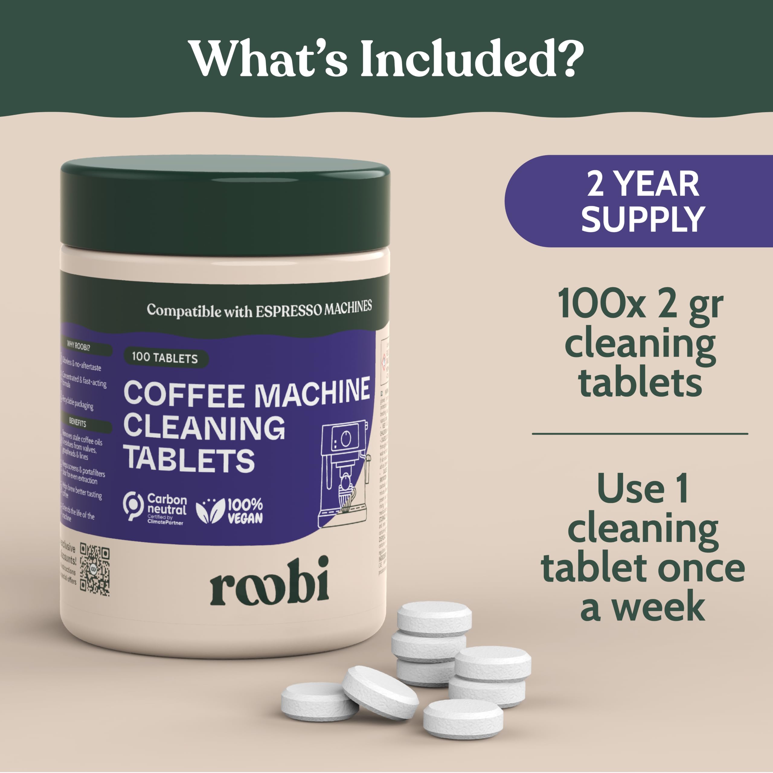 Roobi eco-friendly pack image; BPA-free formula for safe cleaning.