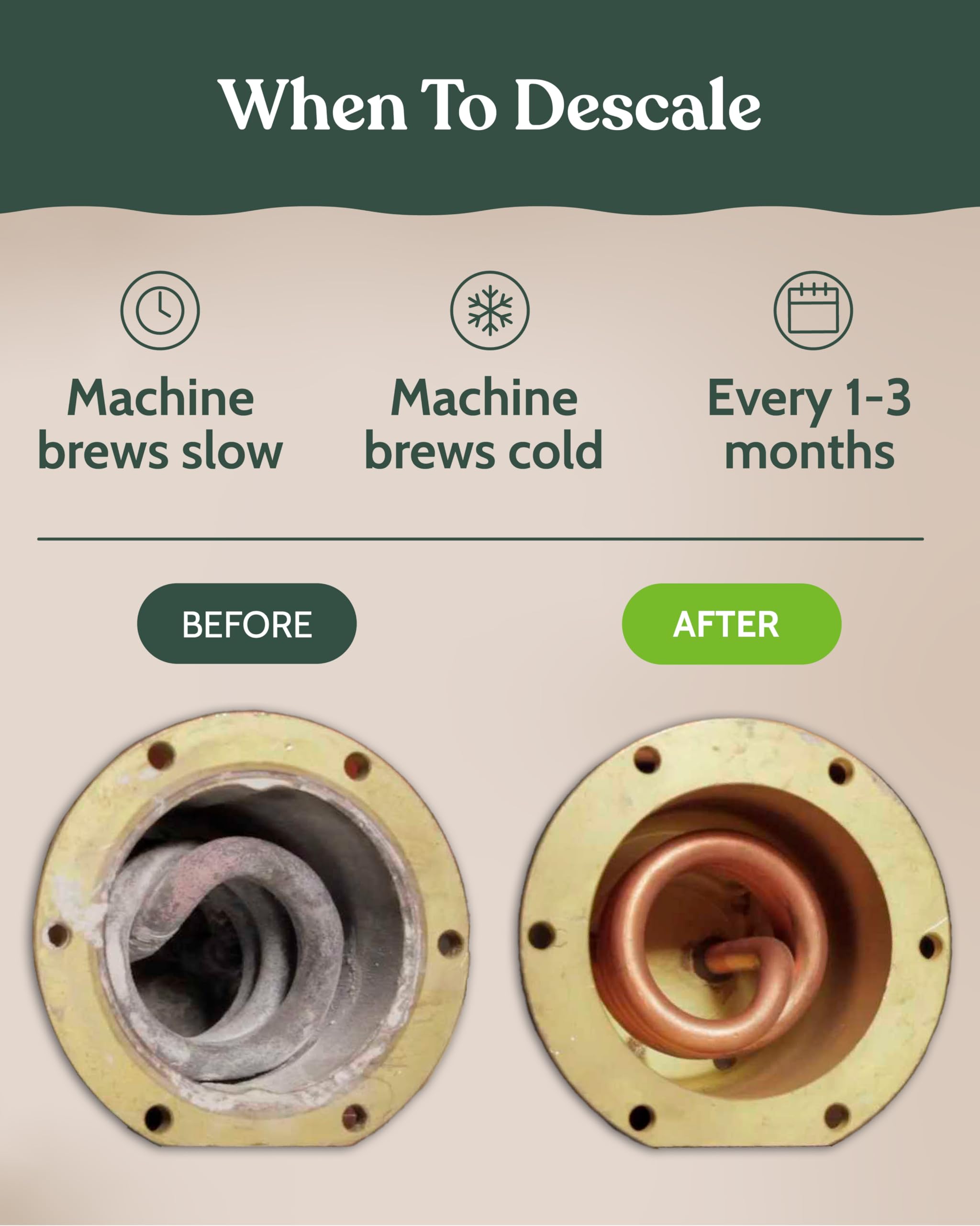 Roobi descaler clean nozzle detail shows residue removal for better brew.