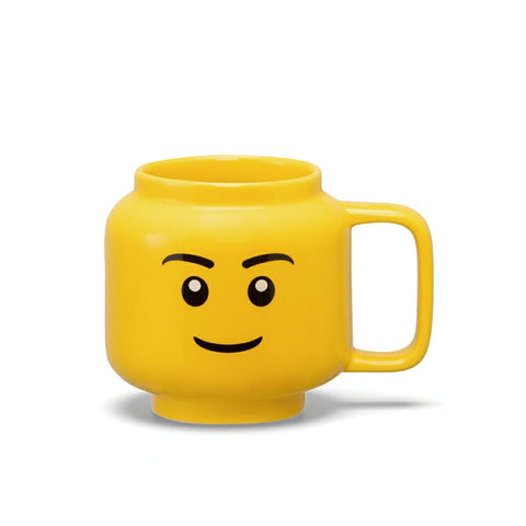 Room Copenhagen LEGO mug pictured with coffee on a desk setup.