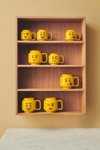 Side view of Room Copenhagen LEGO mug handle, comfortable to hold.