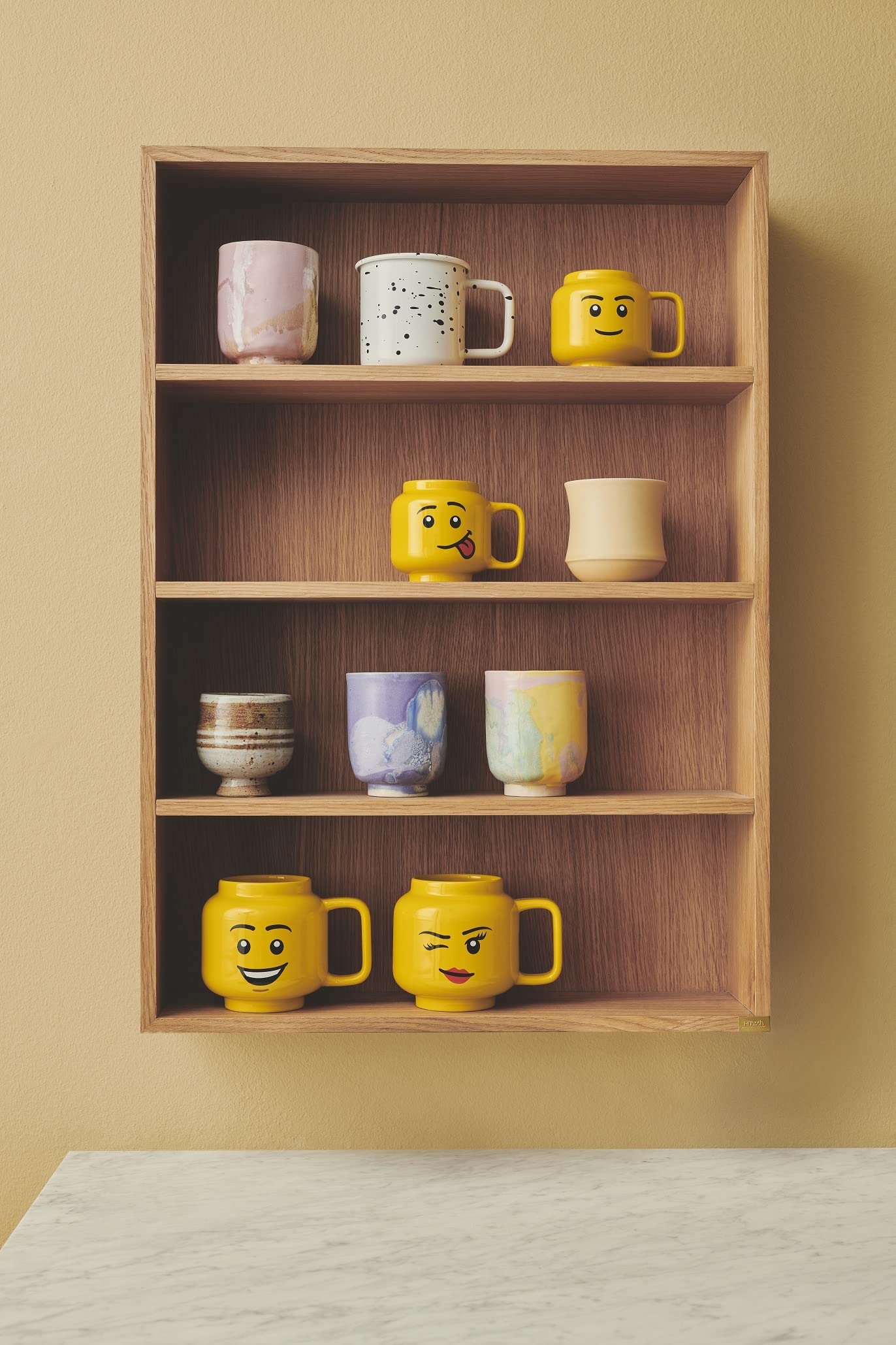 Room Copenhagen LEGO mug design detail, vibrant colors sparks nostalgia