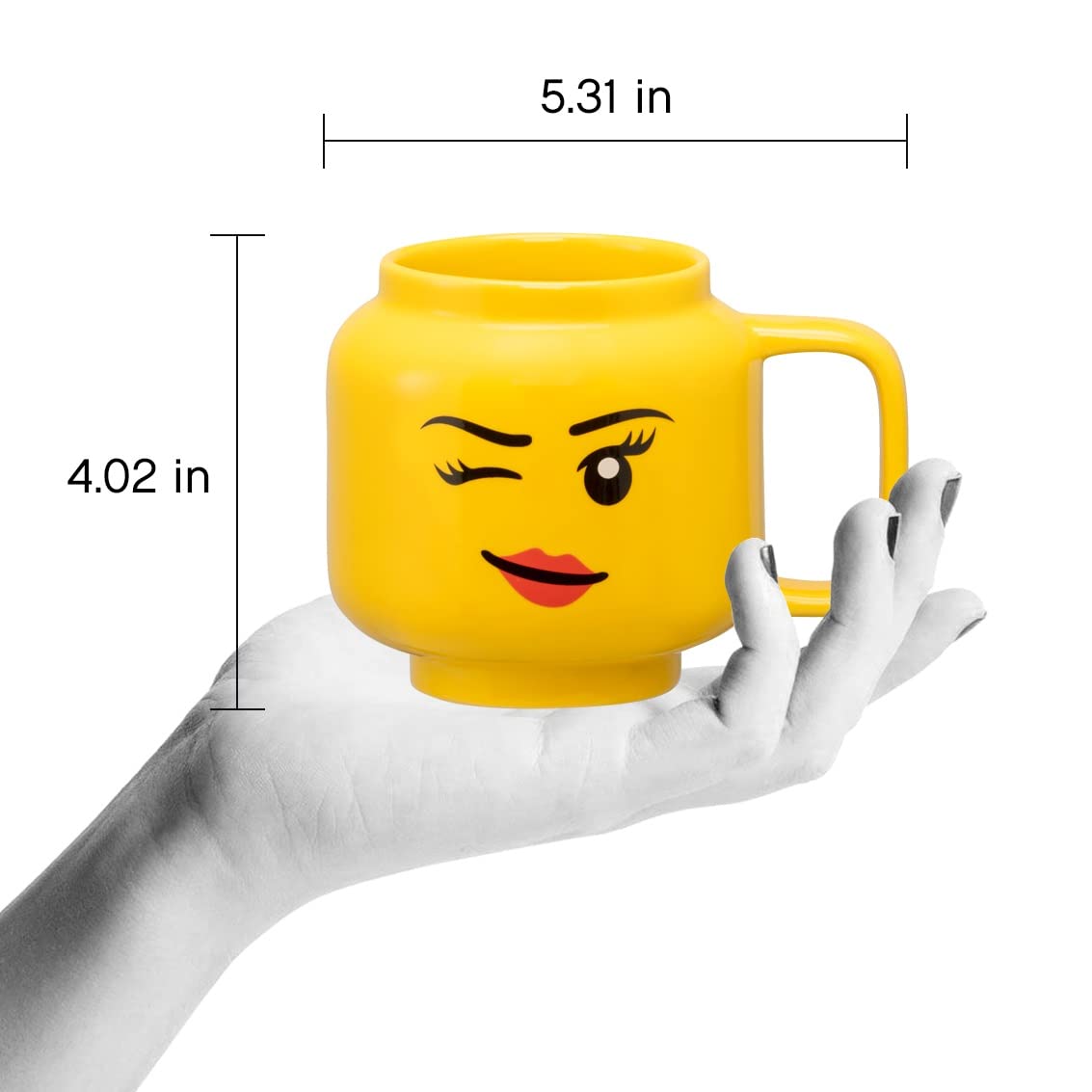 Room Copenhagen LEGO mug, handle close-up, sturdy ceramic for everyday use