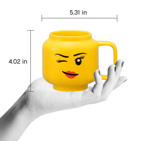 Room Copenhagen LEGO mug, handle close-up, sturdy ceramic for everyday use