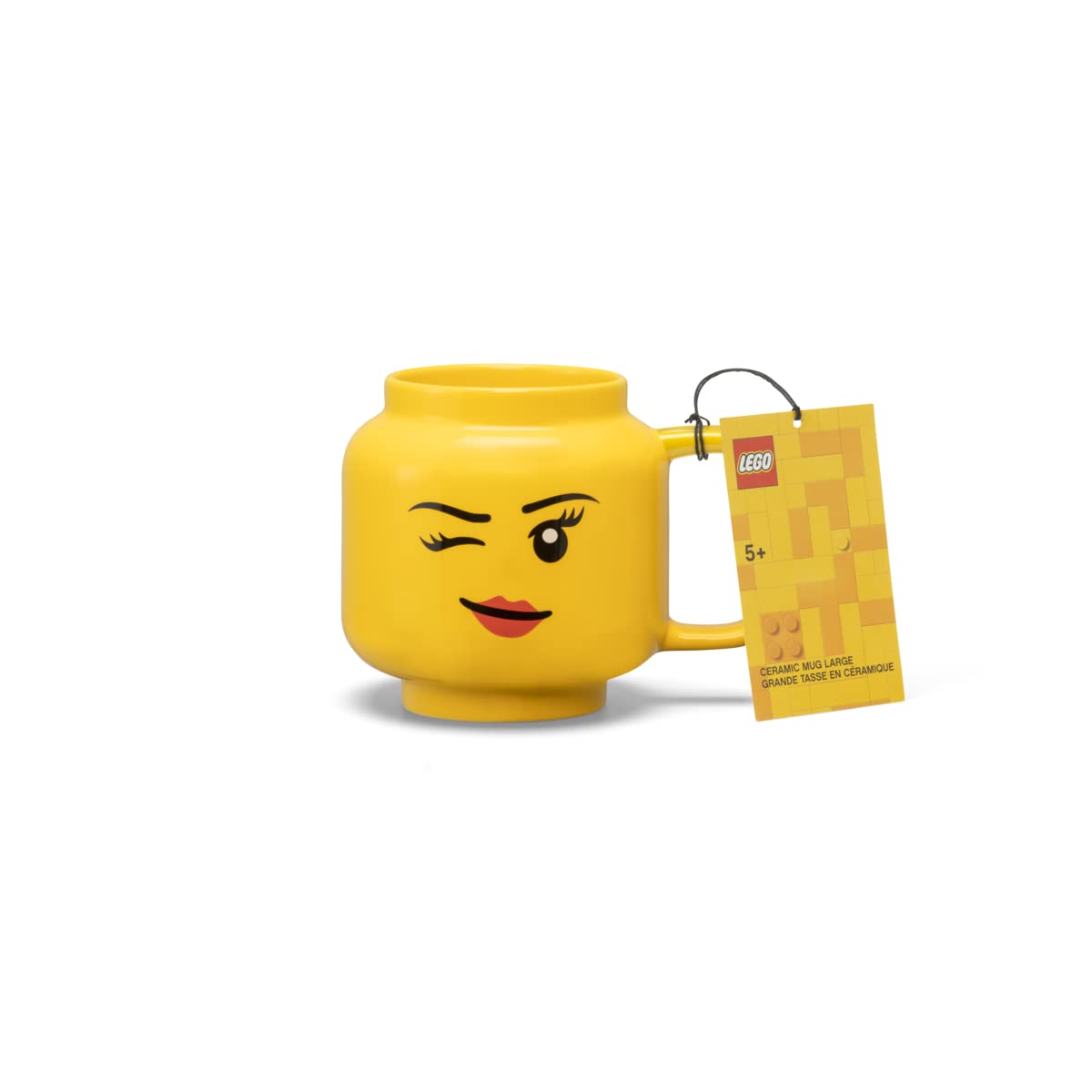 Room Copenhagen LEGO mug with winking girl, side view for daily coffee