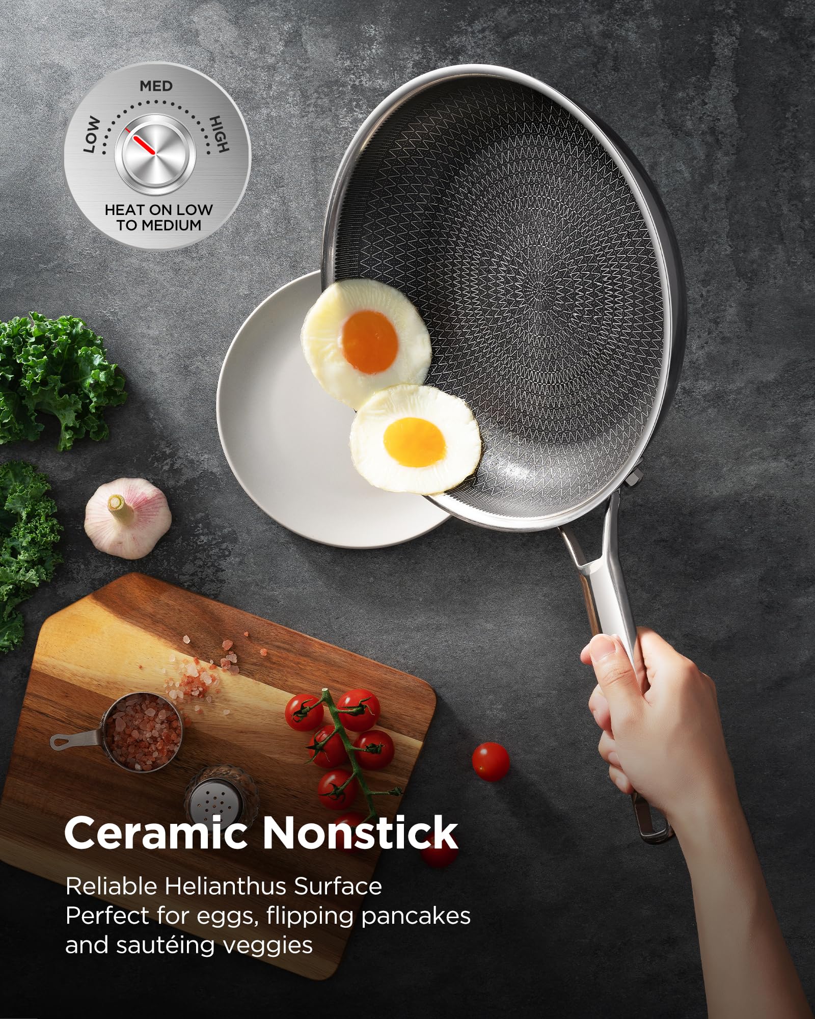 Roomena metal utensil-safe design lets you stir and flip with confidence.