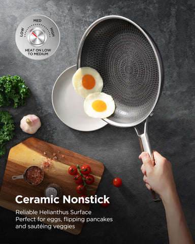 Roomena metal utensil-safe design lets you stir and flip with confidence.