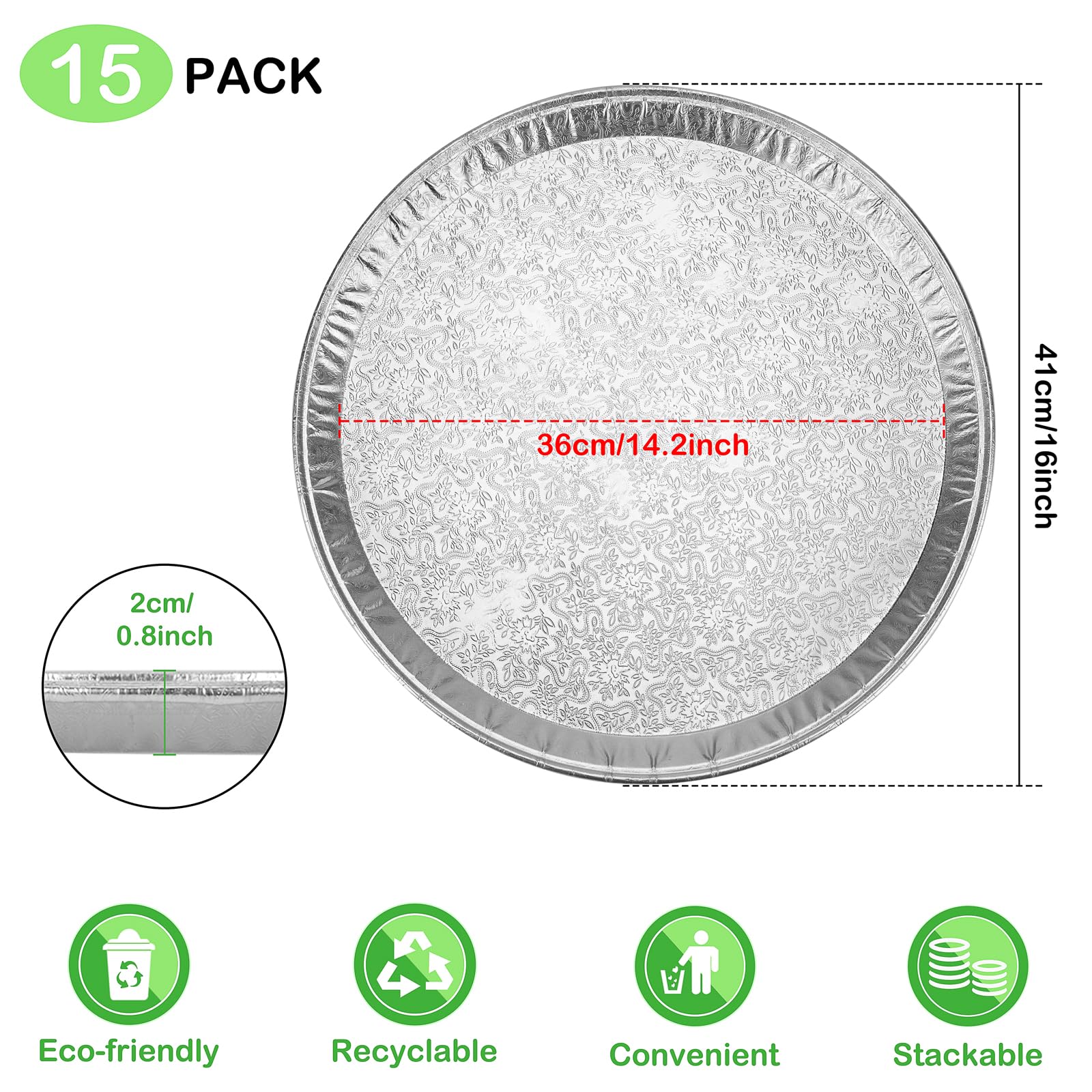 Roponan silver embossed foil serving dishes elevate presentation while keeping foods organized.