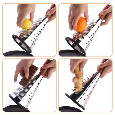 ROQILA cone cheese grater versatile for Parmesan, Pecorino Romano, chocolate, and more.