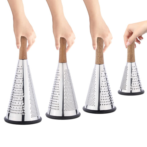 ROQILA cone cheese grater easy-clean stainless steel blades simplify post-use cleanup.