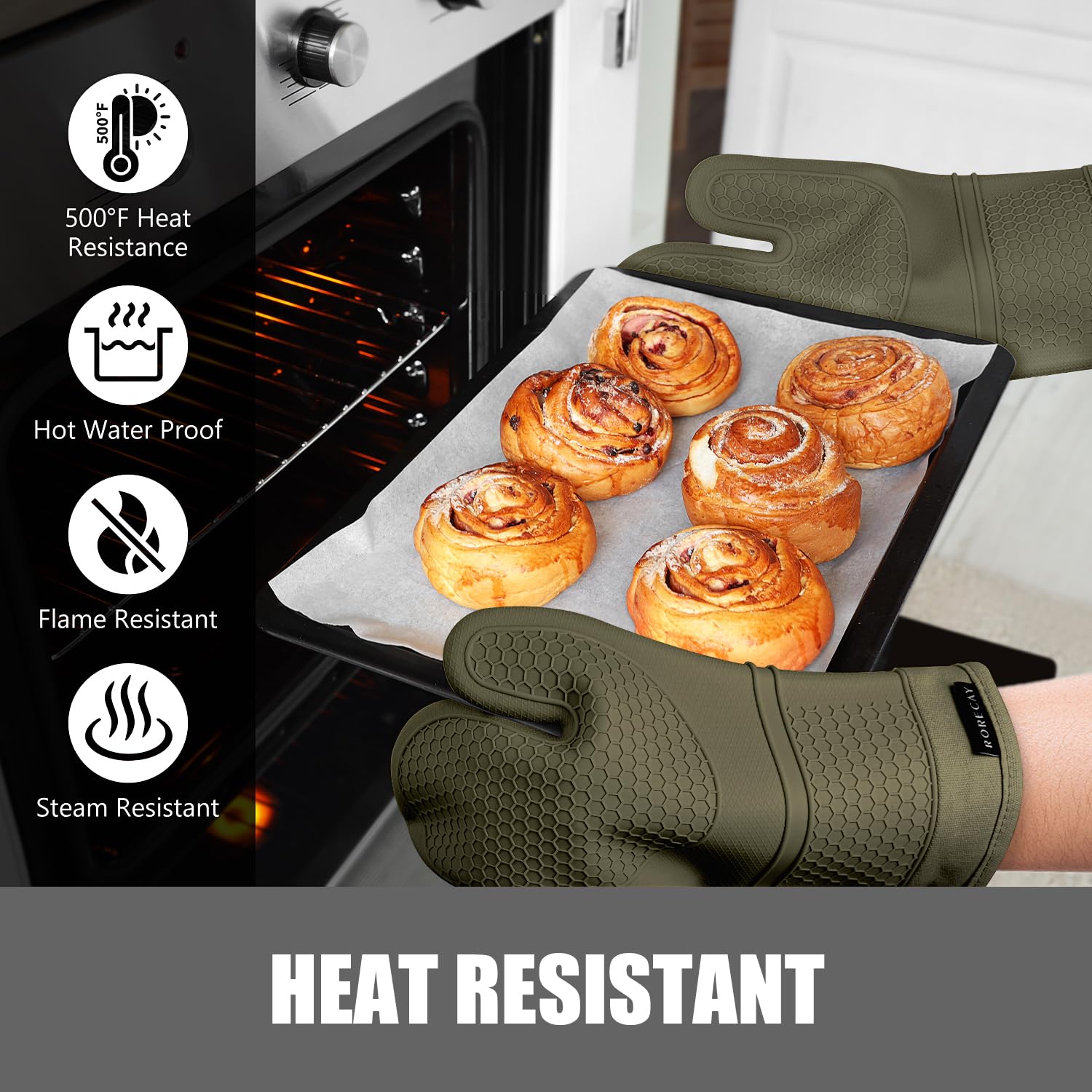 Rorecay 12.7-inch oven mitts offer extended coverage