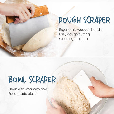 Rorecay banneton bread lame included to guide expansion and create patterns.