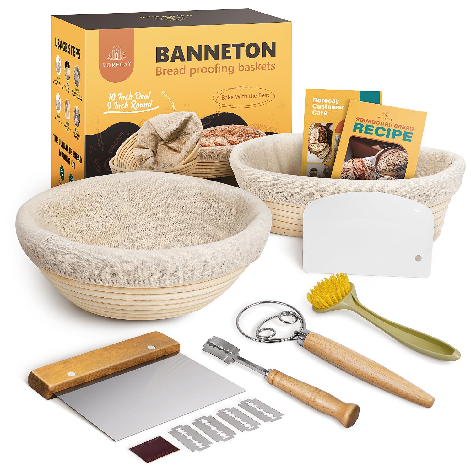 rorecay round banneton 9-inch basket for even sourdough shaping