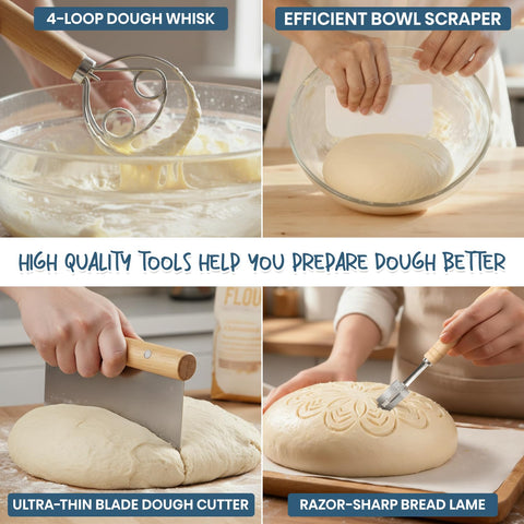 Rorecay bread sling enables safe transfer of hot loaves.