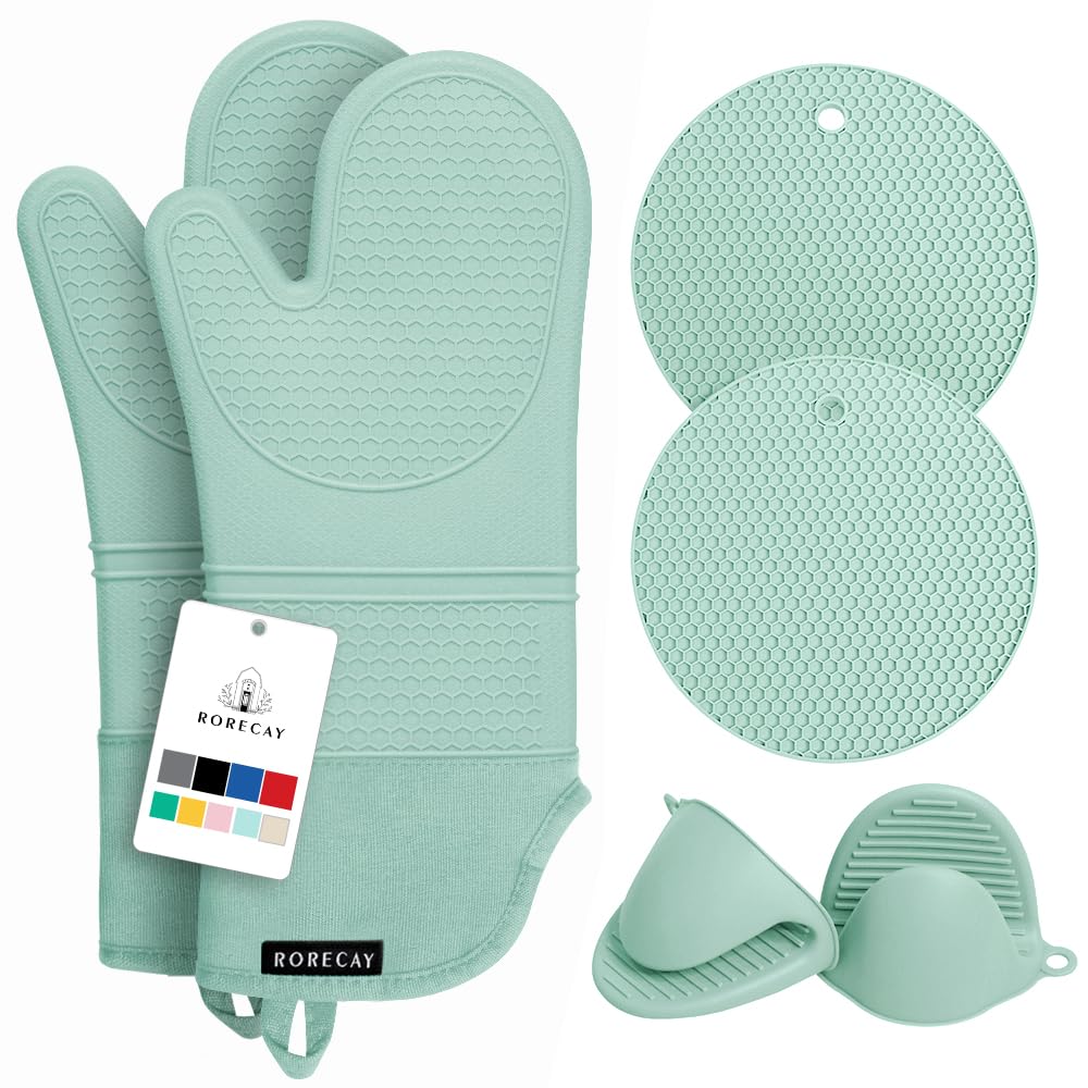 Rorecay 15-inch oven mitts set for extended forearm protection