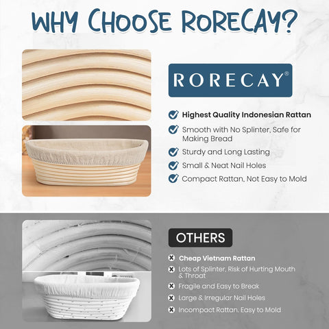 RORECAY proofing basket set offers versatile shaping options for home bakers