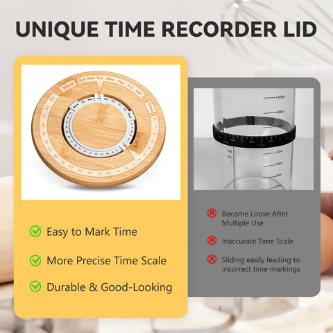 rorecay wide-mouth sourdough jar enables easy stirring and minimal spill during feedings