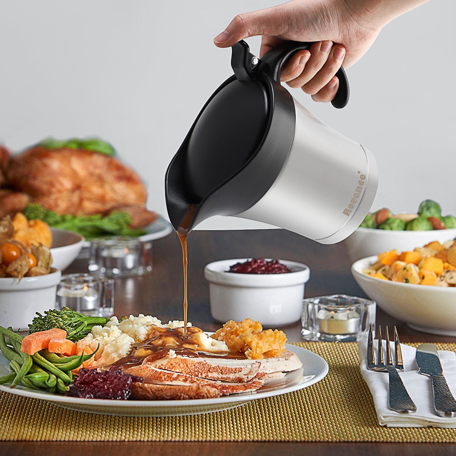Rorence dishwasher-safe stainless steel and ABS construction.