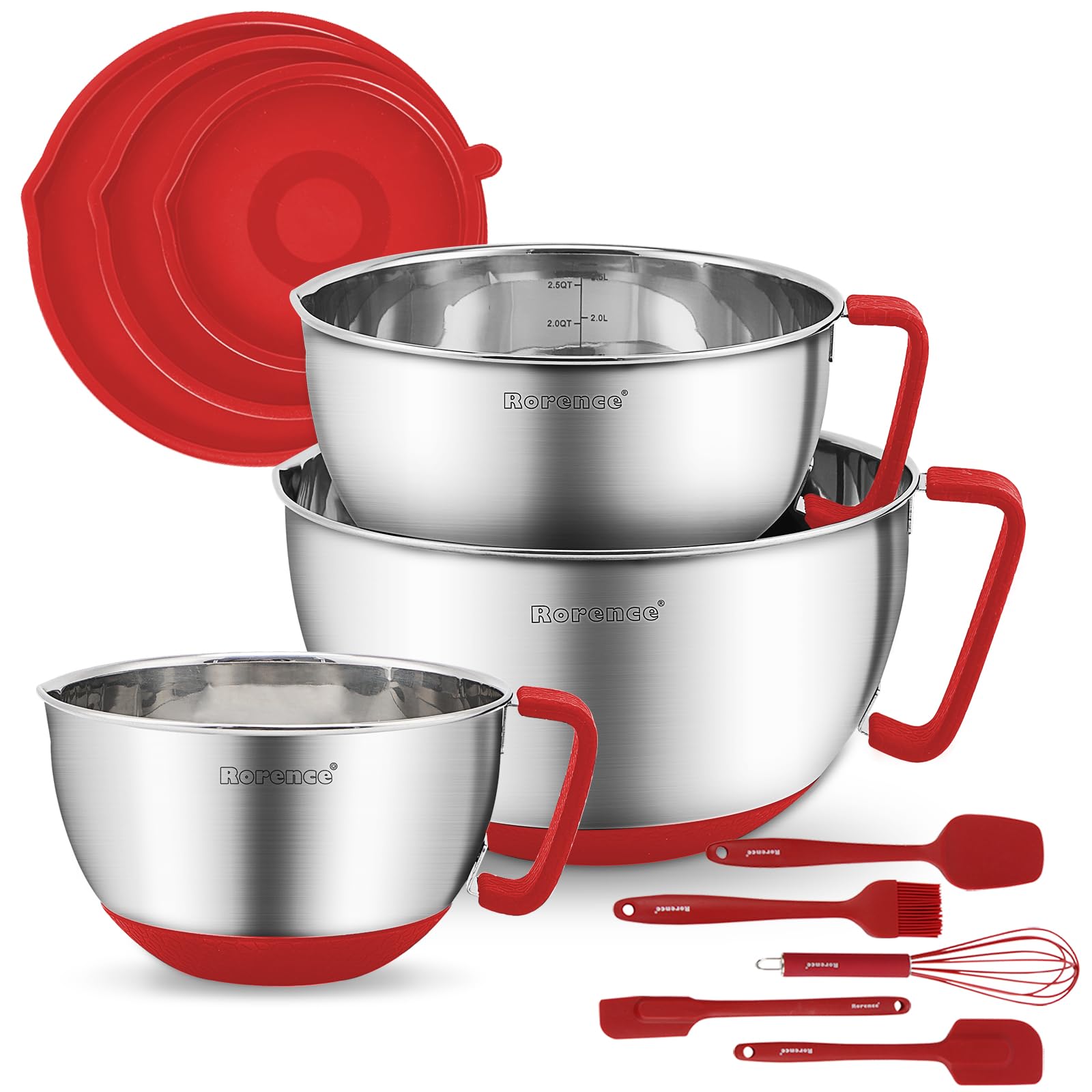 Rorence stainless steel mixing bowls with lids for fresh storage and clean transfers