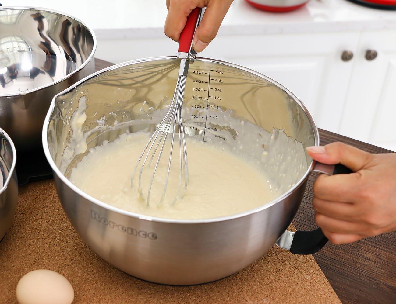 Rorence nesting design saves space when the bowls are not in use.