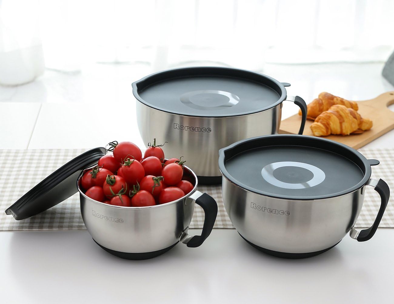 Rorence bowls feature ergonomic handles for easy lift and transfer.