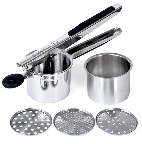 Rorence stainless-steel potato ricer for durable, smooth mashed potatoes.