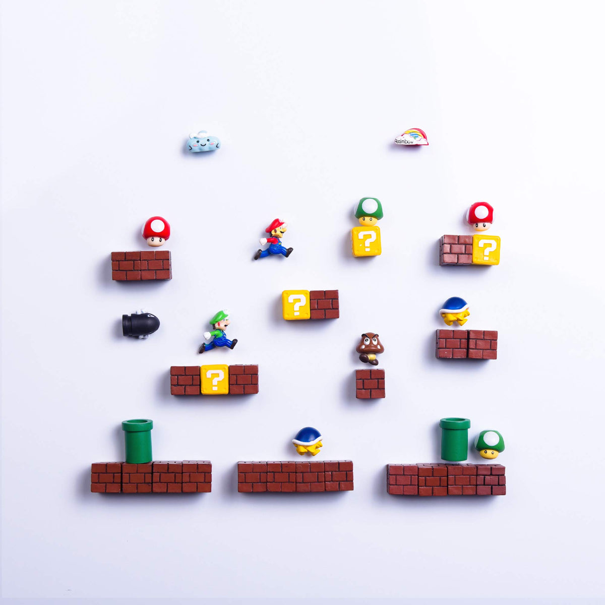 Rosefinch 3D Mario magnets decorate the fridge with playful characters and strong metal adhesion