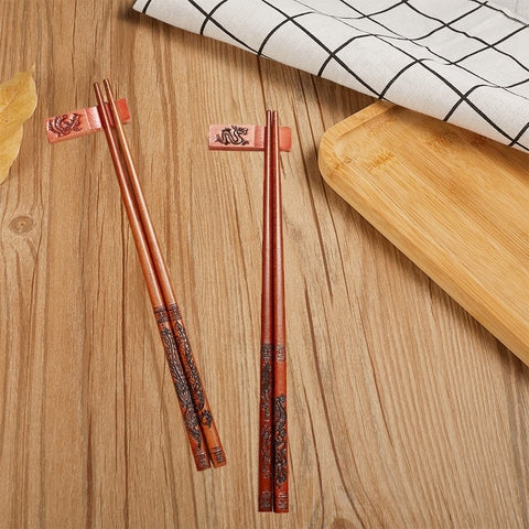 Rosgel dragon-phoenix carved chopsticks showcase premium craftsmanship as a gift
