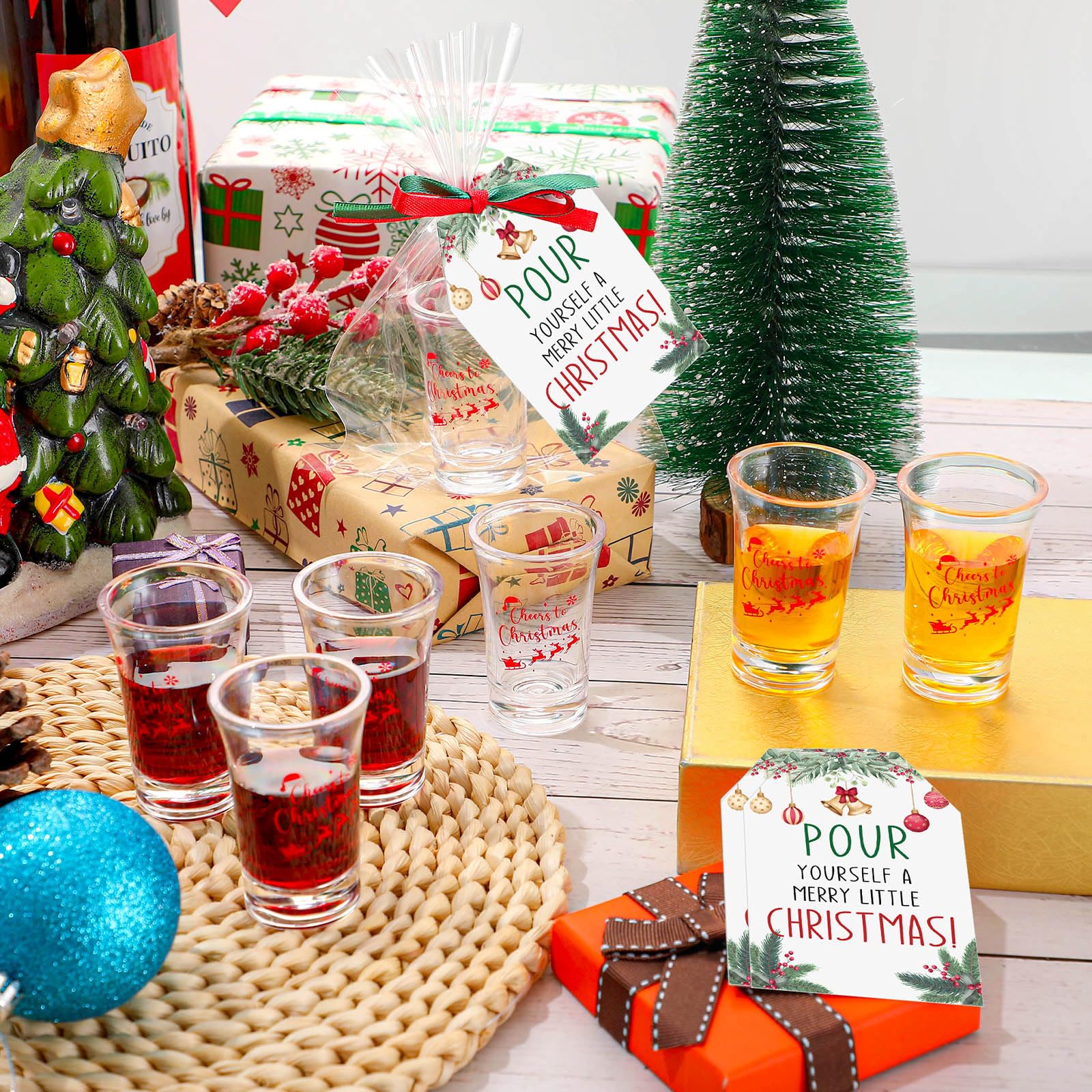 Roshtia Christmas ribbon decorations in red and green elevate gifts