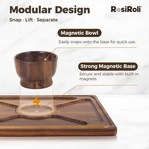 RosiRoli 14 by 11 inch serving board showcases natural acacia grain for generous platters.