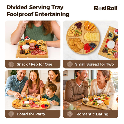 RosiRoli compartments keep meats, cheeses, and fruits neatly organized.