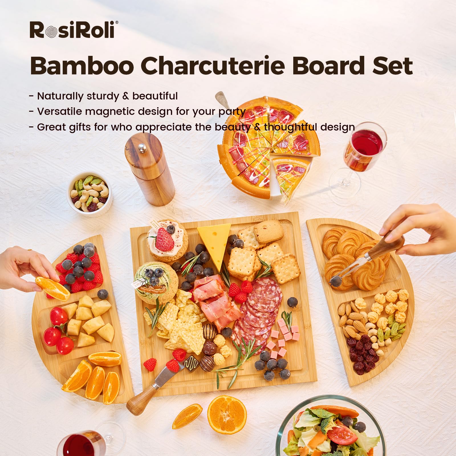 RosiRoli natural bamboo surface shows warm grain and rustic charm.