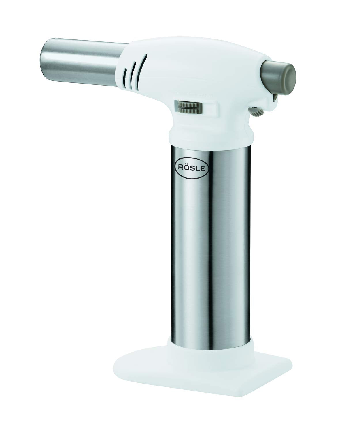 Rösle 12844 creme brulee torch on topple-free base for safe use