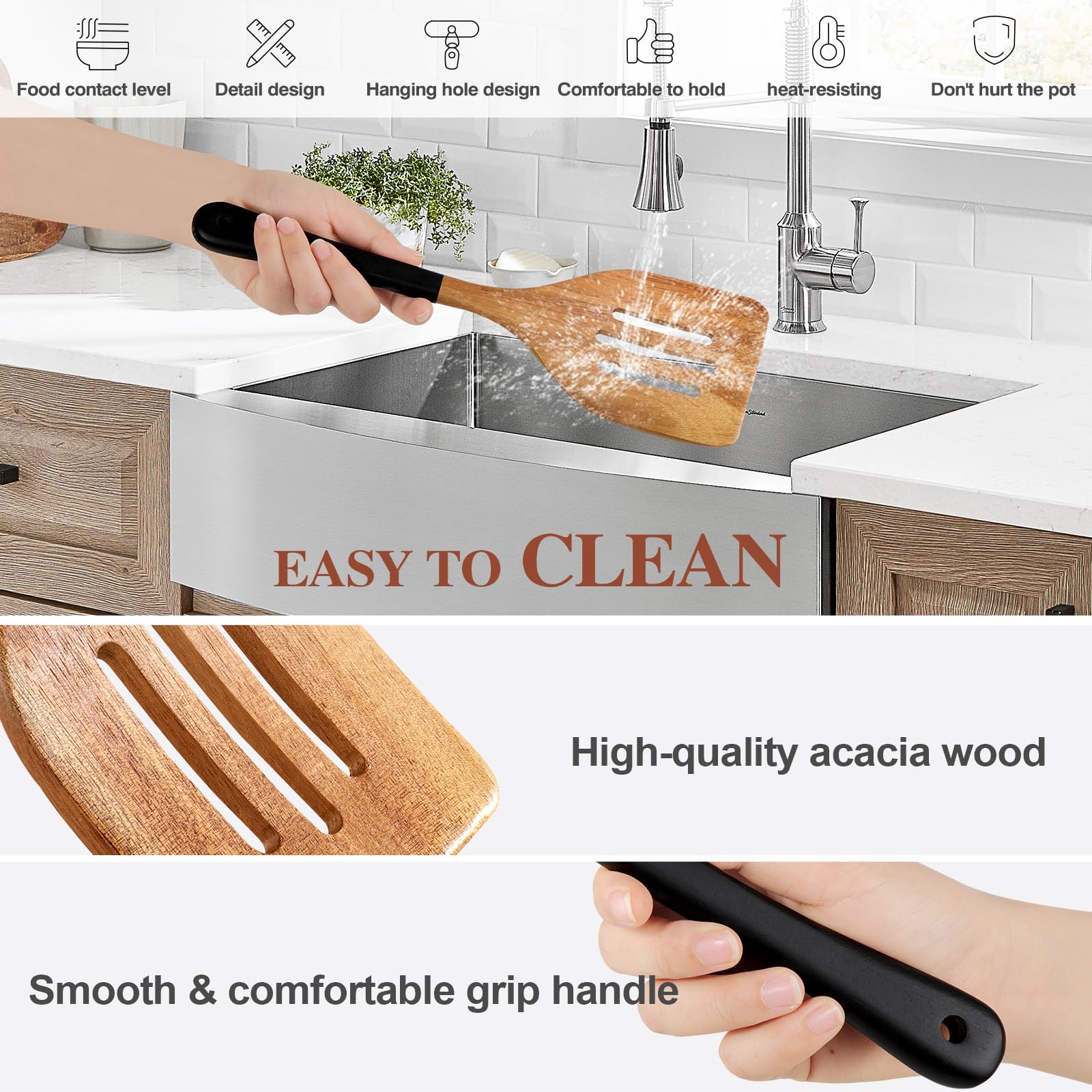 ROSOS slotted spatula designed to lift foods without bending