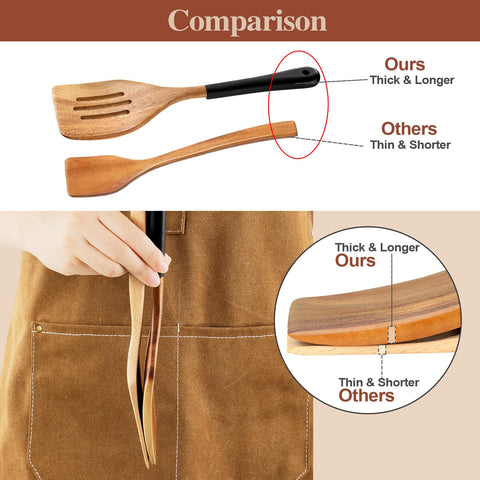 ROSOS wooden spatula with smooth finish and ergonomic handle