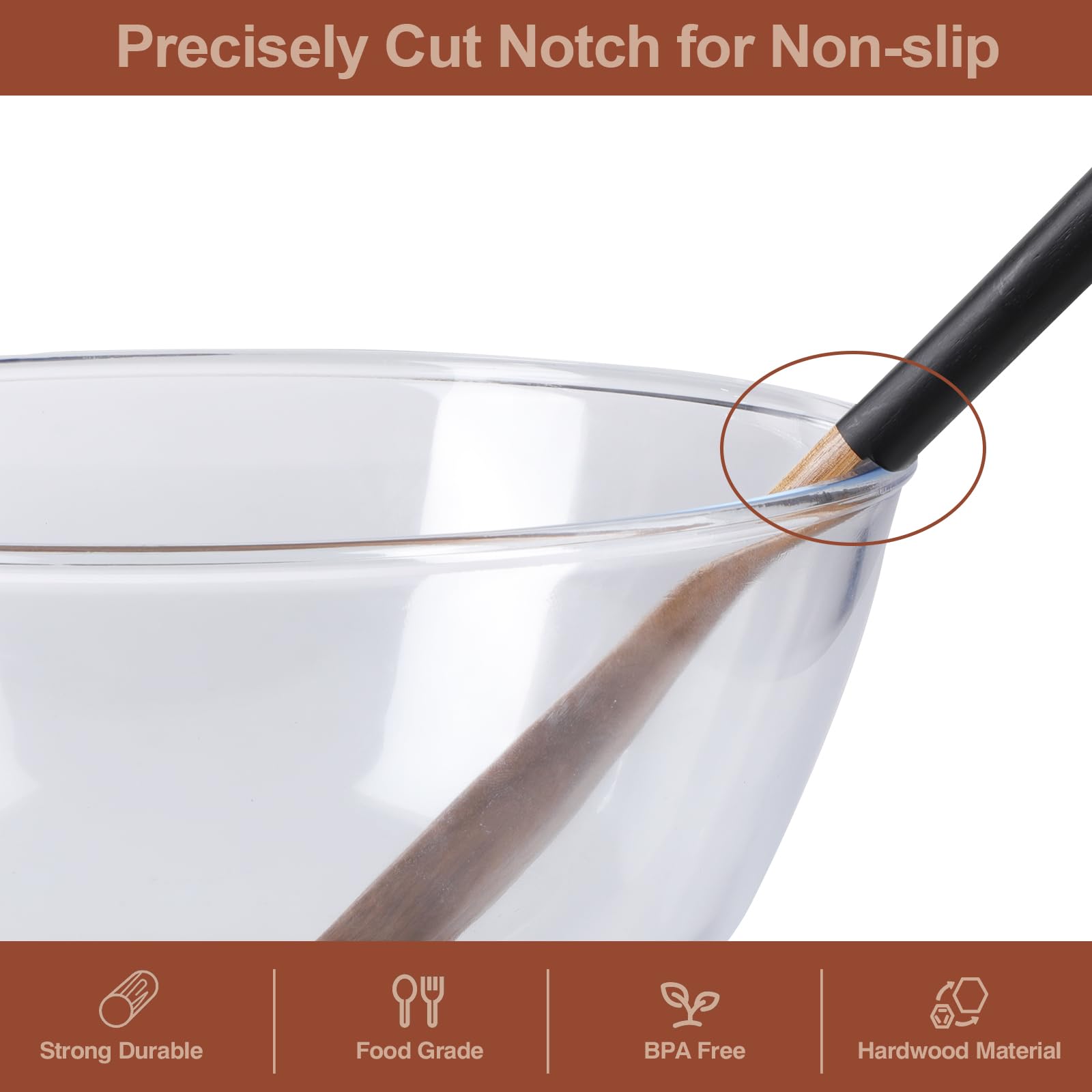 ROSOS wooden spoon with smooth grip for comfortable, extended cooking