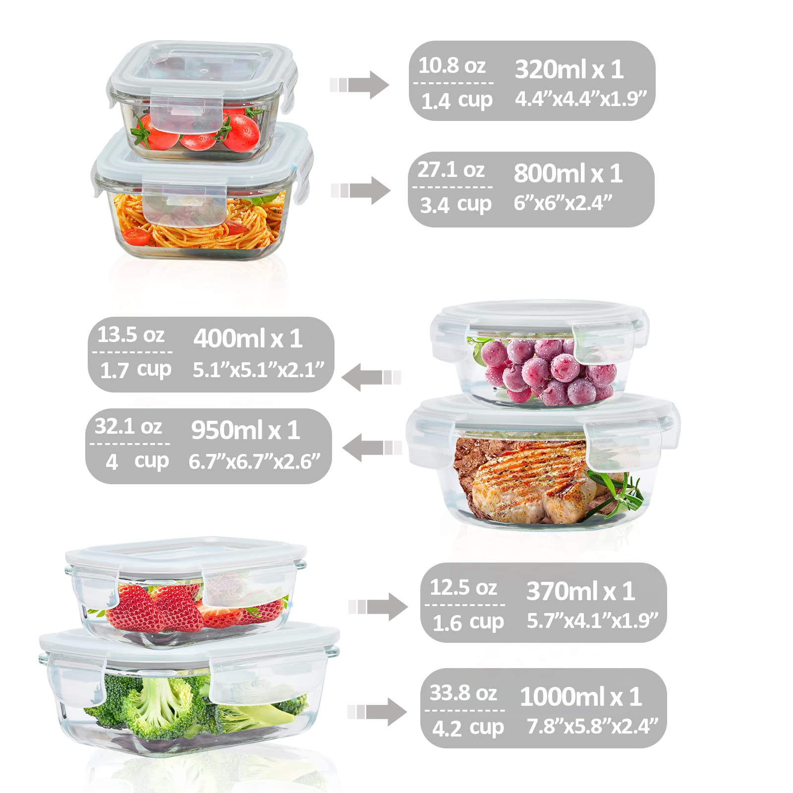 ROSOS glass rectangle container 1000ml ideal for family meals and leftovers.