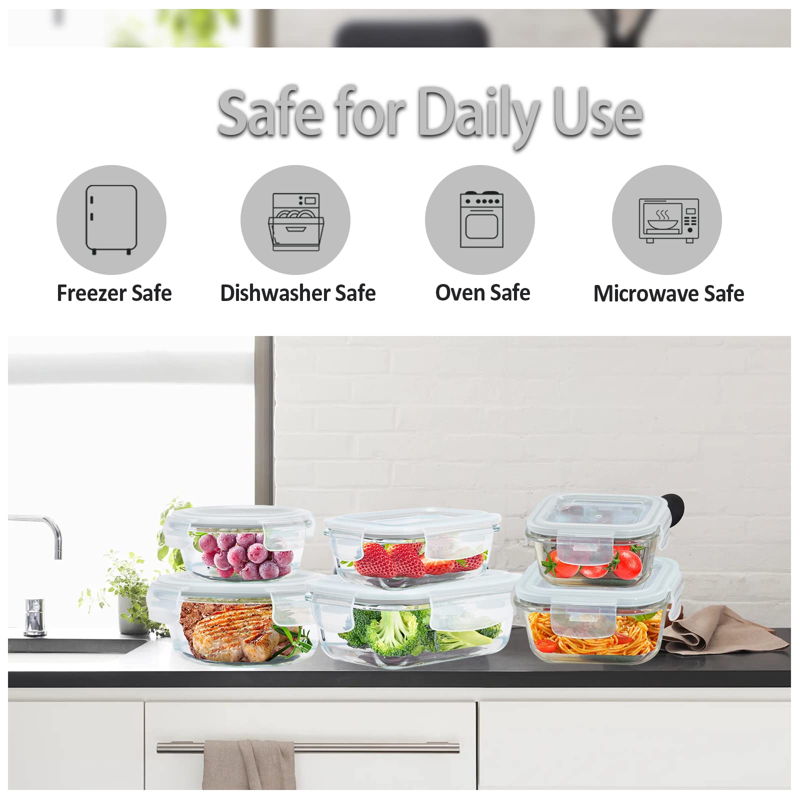 ROSOS glass round container 400ml convenient for snacks and sides.