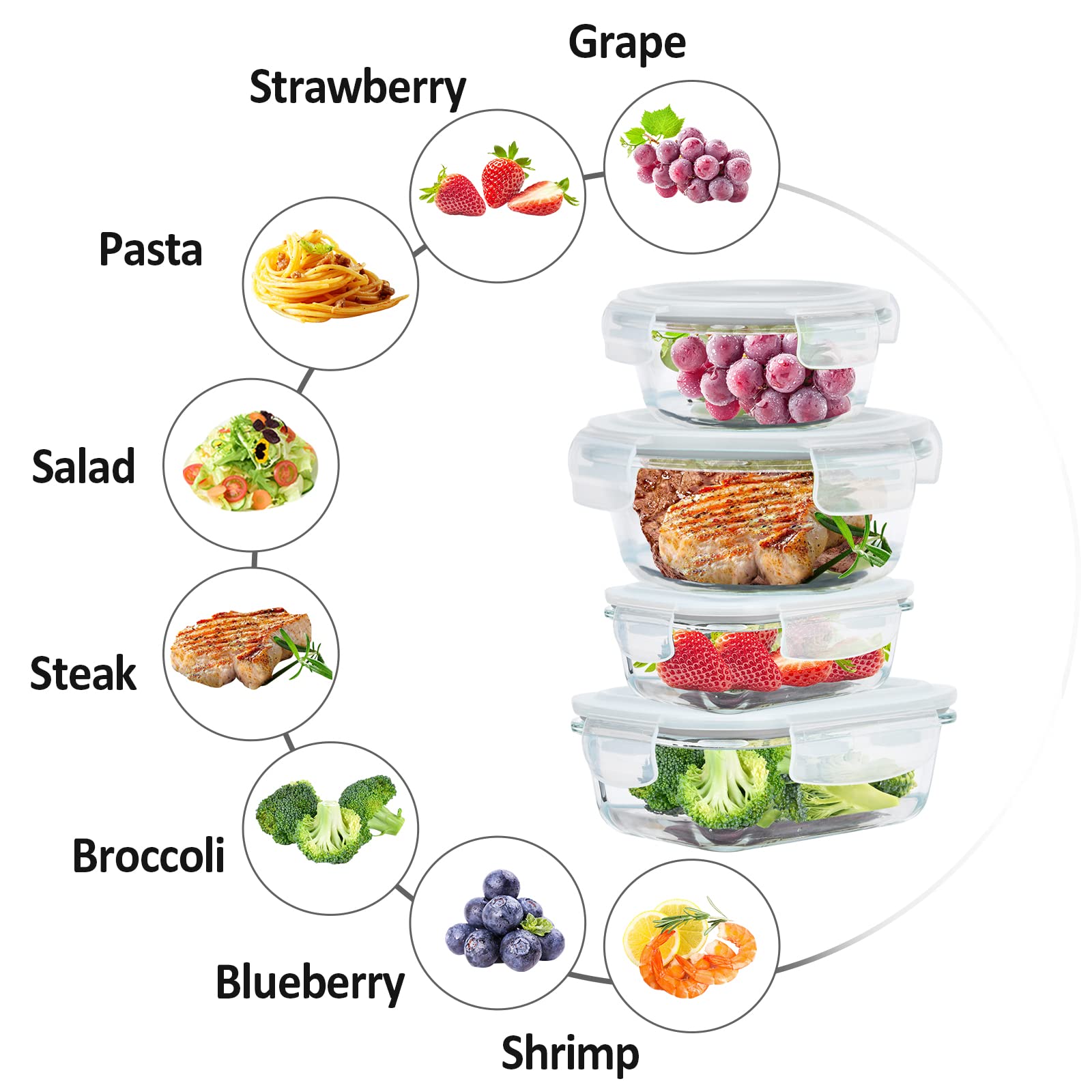 ROSOS glass round container 950ml large capacity for batch cooking and sharing.