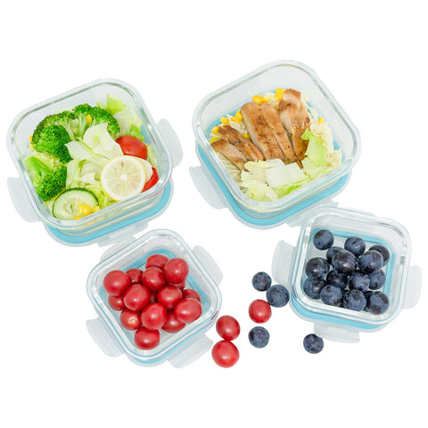ROSOS 320ml square glass storage container with lid for pantry-friendly storage