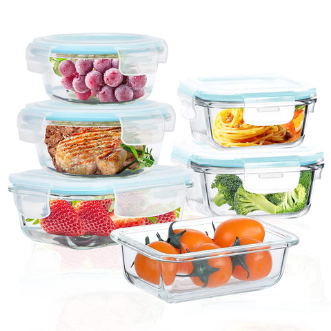 ROSOS rectangle 370ml glass container with airtight lid for meal prep