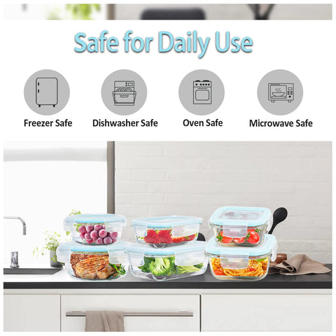 ROSOS round 400ml glass container with airtight lid for lunches