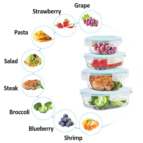 ROSOS round 950ml glass container with airtight lid for bulk storage