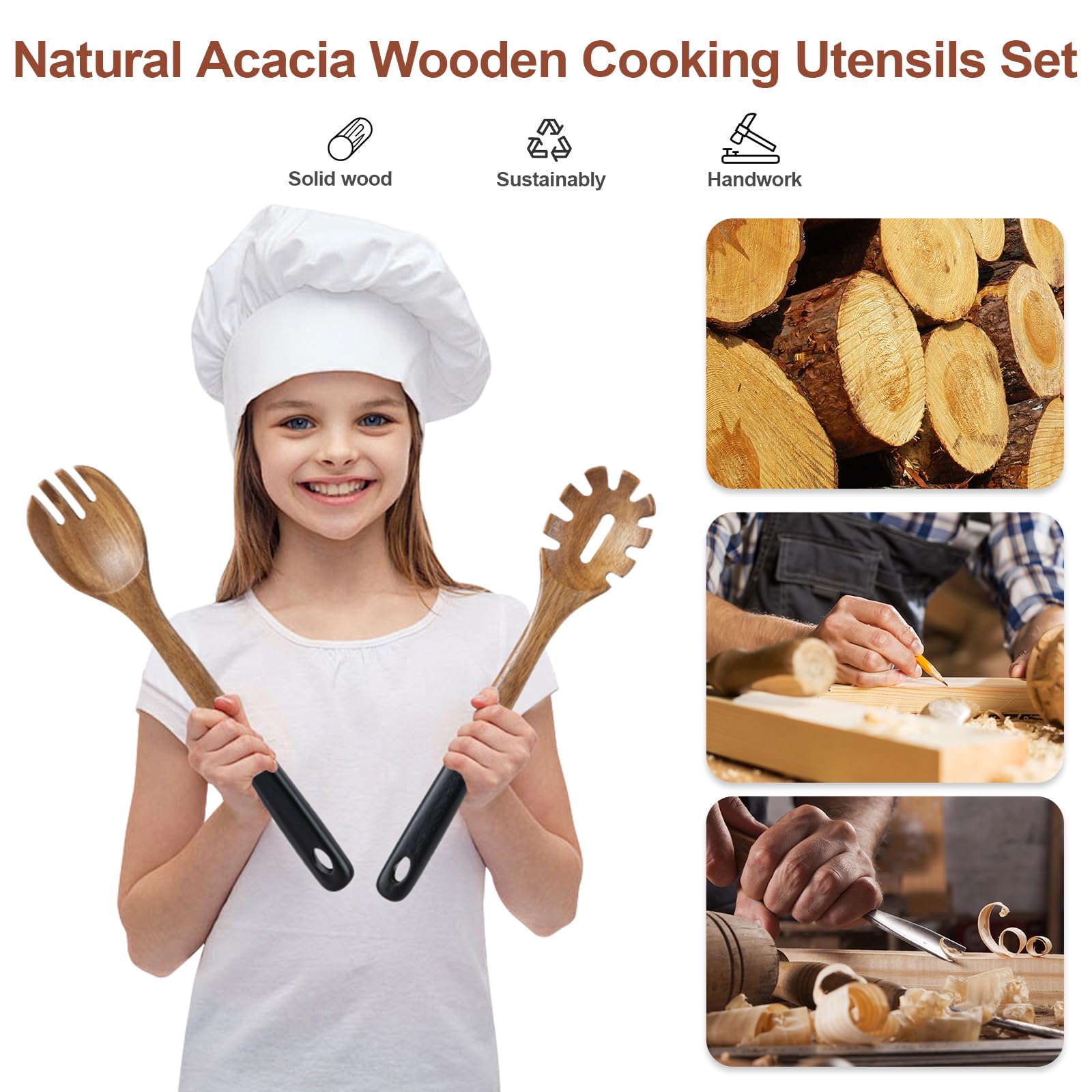 ROSOS wooden utensils easy-clean design supports quick kitchen maintenance