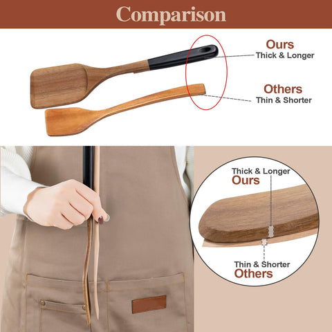 ROSOS wooden utensils notch design keeps utensils stable on pot rims