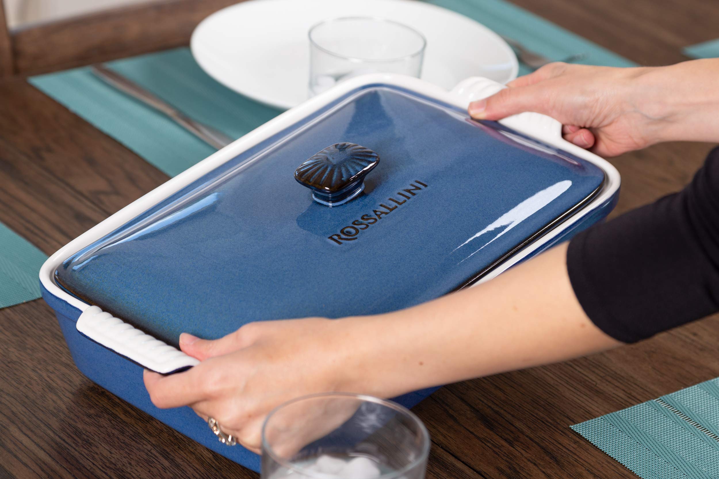 ROSSALLINI handmade stoneware texture adds rustic charm to serving.